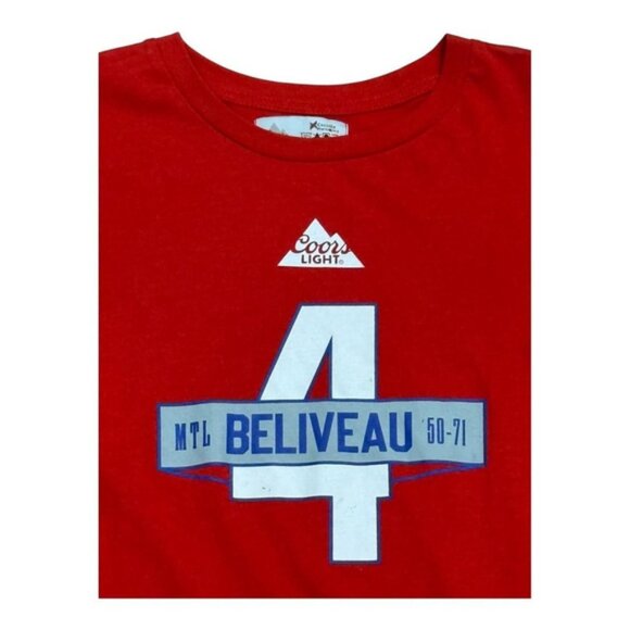 Montreal Canadiens Shirt Mens Large Jean Beliveau 4 Hockey Tee Coors Light NHL - Picture 2 of 7